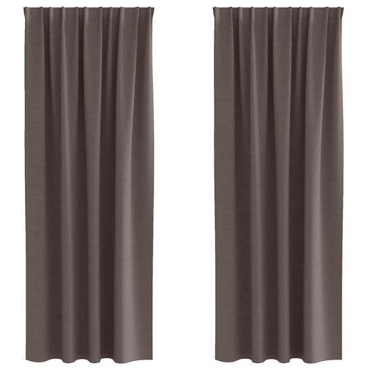 Blackout Curtains with Rings 2 pcs Dark Brown 260 x 140 cm