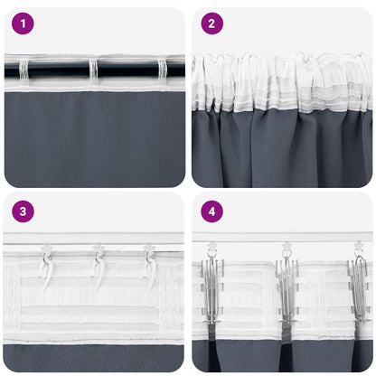 Blackout Curtains with Rings 2 pcs Anthracite 175 x 140 cm