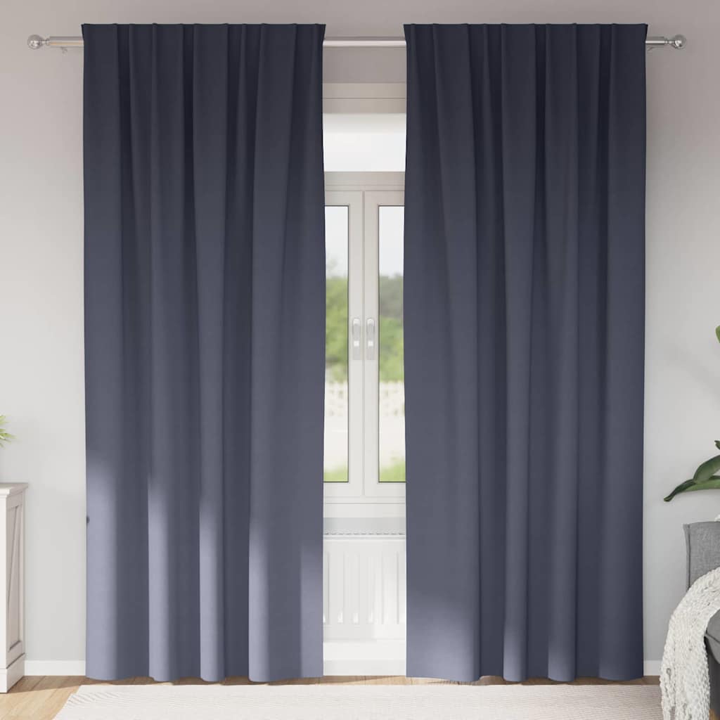Blackout Curtains with Rings 2 pcs Anthracite 225 x 140 cm