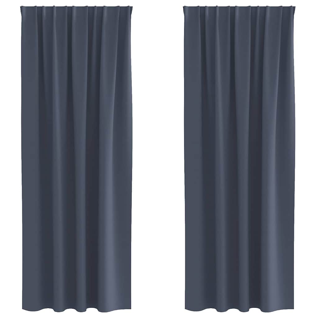 Blackout Curtains with Rings 2 pcs Anthracite 225 x 140 cm