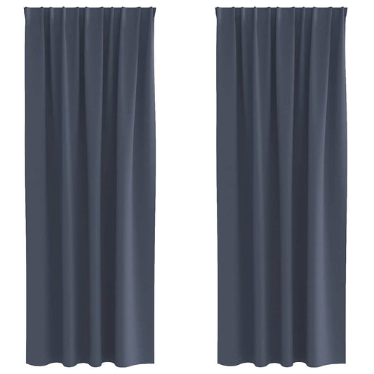 Blackout Curtains with Rings 2 pcs Anthracite 245 x 140 cm
