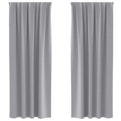 Blackout Curtains with Rings 2 pcs Light Grey 245 x 140 cm