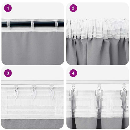 Blackout Curtains with Rings 2 pcs Light Grey 260 x 140 cm