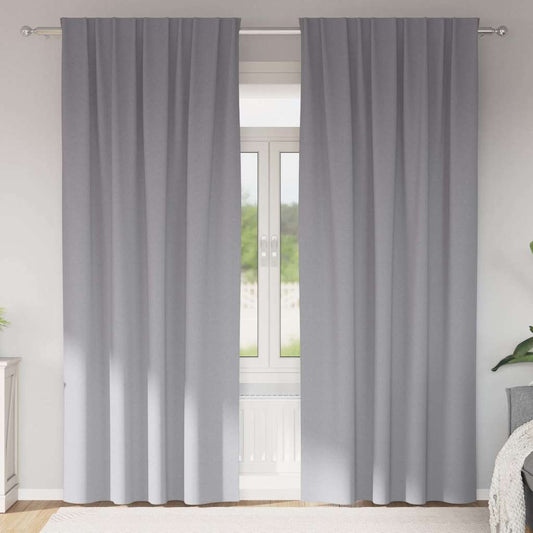 Blackout Curtains with Rings 2 pcs Light Grey 260 x 140 cm