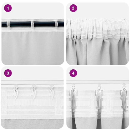Blackout Curtains with Rings 2 pcs Light Grey 175 x 140 cm
