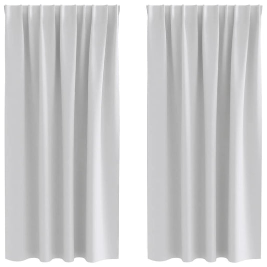 Blackout Curtains with Rings 2 pcs Light Grey 175 x 140 cm