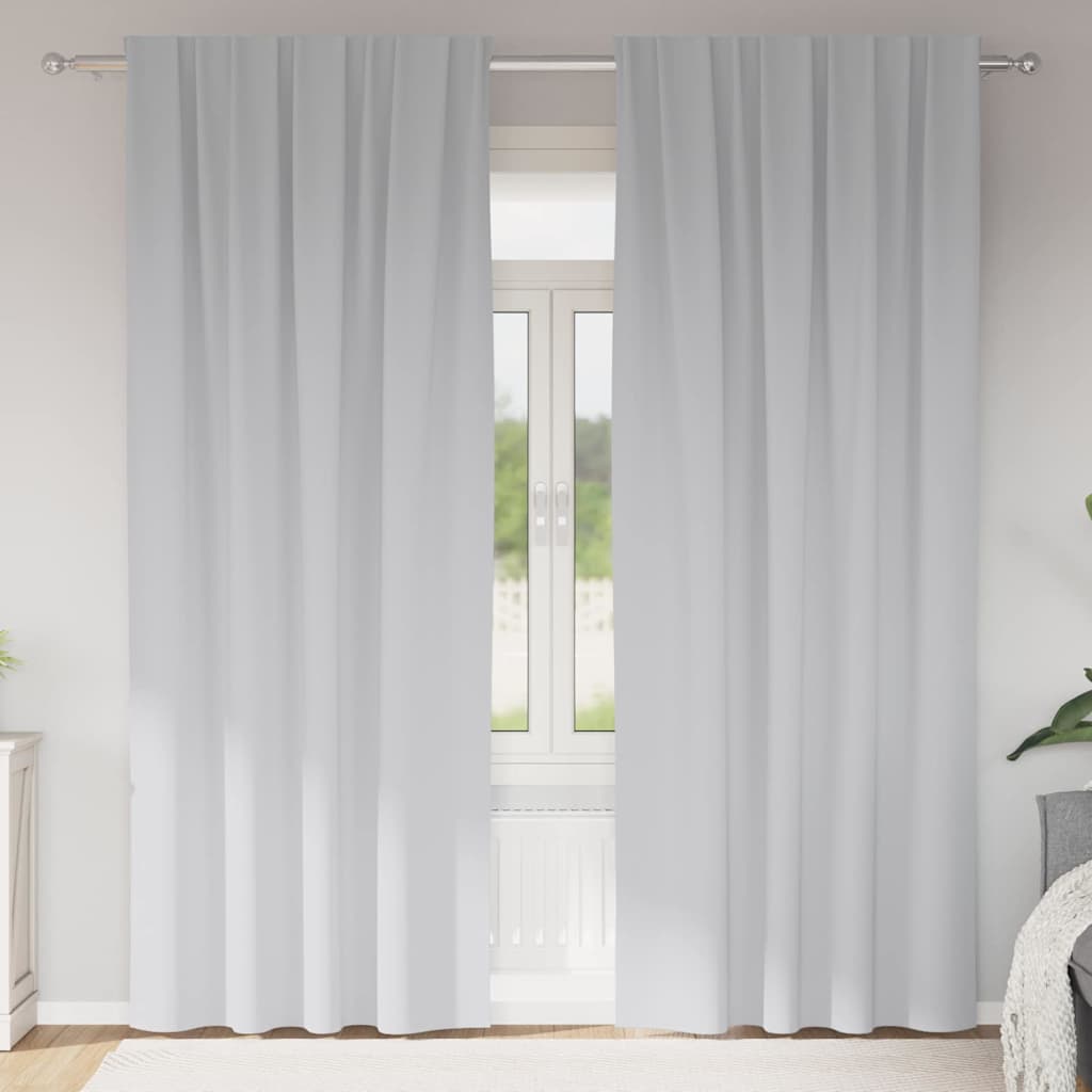 Blackout Curtains with Rings 2 pcs Pale Grey 260 x 140 cm