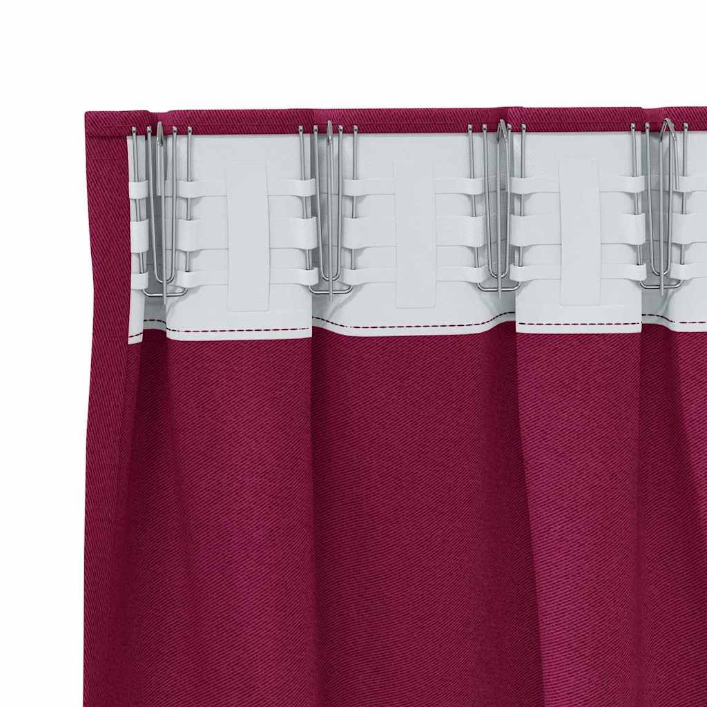 Blackout Curtains with Rings 2 pcs Wine Red 140 x 140 cm