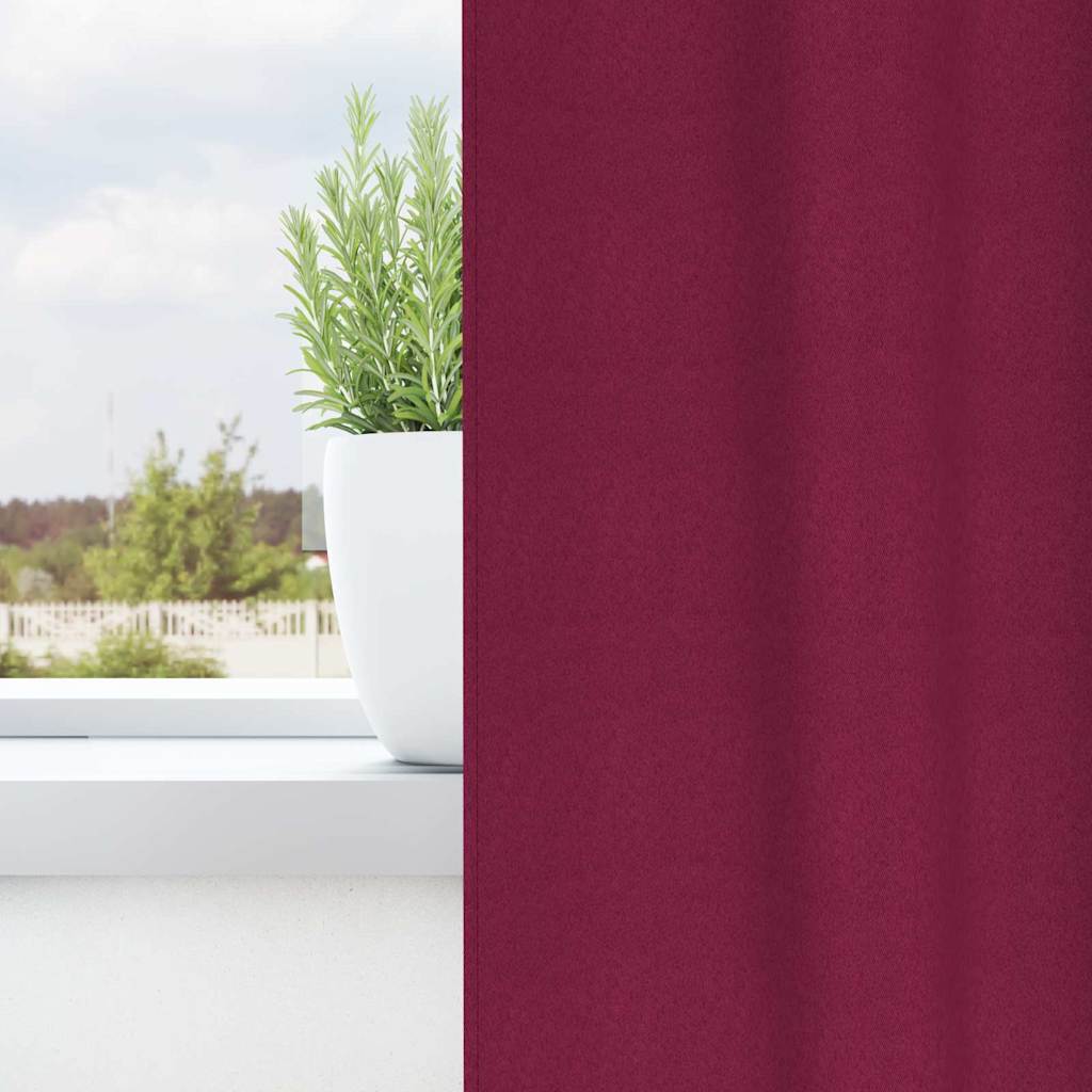 Blackout Curtains with Rings 2 pcs Wine Red 140 x 140 cm