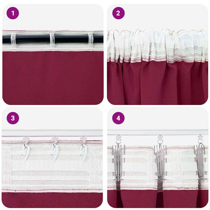 Blackout Curtains with Rings 2 pcs Wine Red 175 x 140 cm