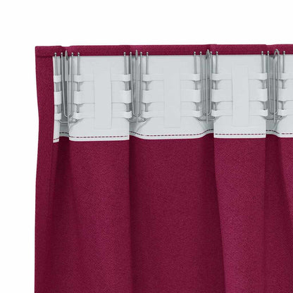 Blackout Curtains with Rings 2 pcs Wine Red 225 x 140 cm