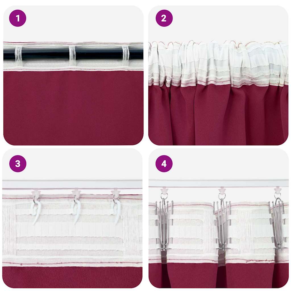 Blackout Curtains with Rings 2 pcs Wine Red 260 x 140 cm