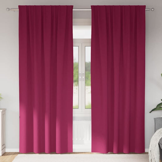 Blackout Curtains with Rings 2 pcs Wine Red 260 x 140 cm