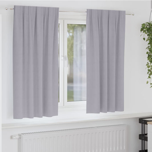 Blackout Curtains with Rings 2 pcs Metal Grey 175 x 140 cm