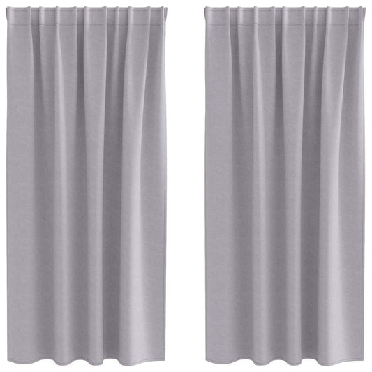 Blackout Curtains with Rings 2 pcs Metal Grey 175 x 140 cm