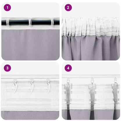 Blackout Curtains with Rings 2 pcs Metal Grey 245 x 140 cm