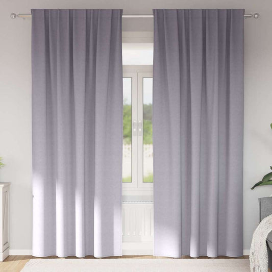 Blackout Curtains with Rings 2 pcs Metal Grey 245 x 140 cm