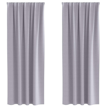 Blackout Curtains with Rings 2 pcs Metal Grey 245 x 140 cm