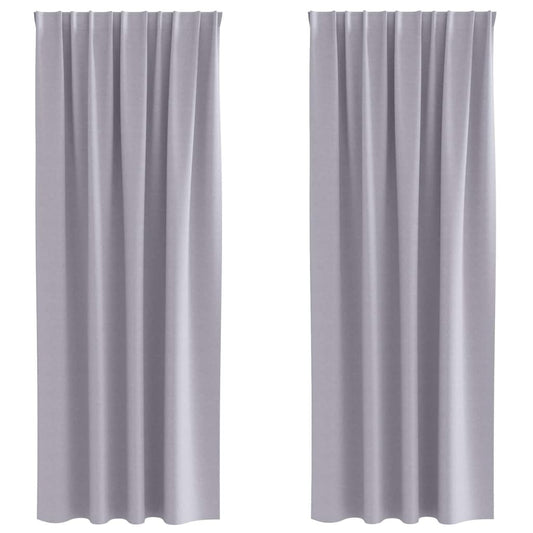 Blackout Curtains with Rings 2 pcs Metal Grey 245 x 140 cm