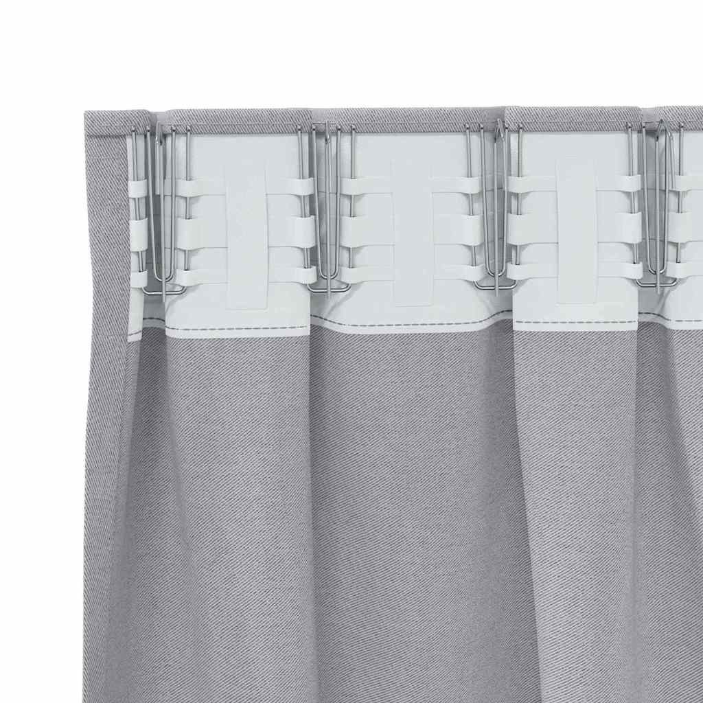 Blackout Curtains with Rings 2 pcs Metal Grey 260 x 140 cm