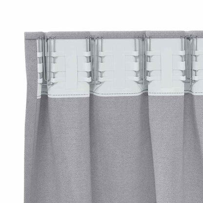 Blackout Curtains with Rings 2 pcs Metal Grey 260 x 140 cm