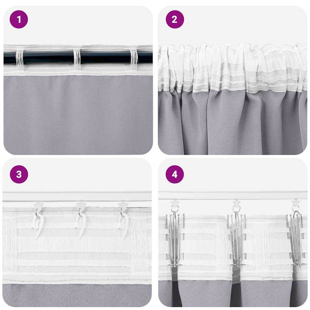 Blackout Curtains with Rings 2 pcs Metal Grey 260 x 140 cm