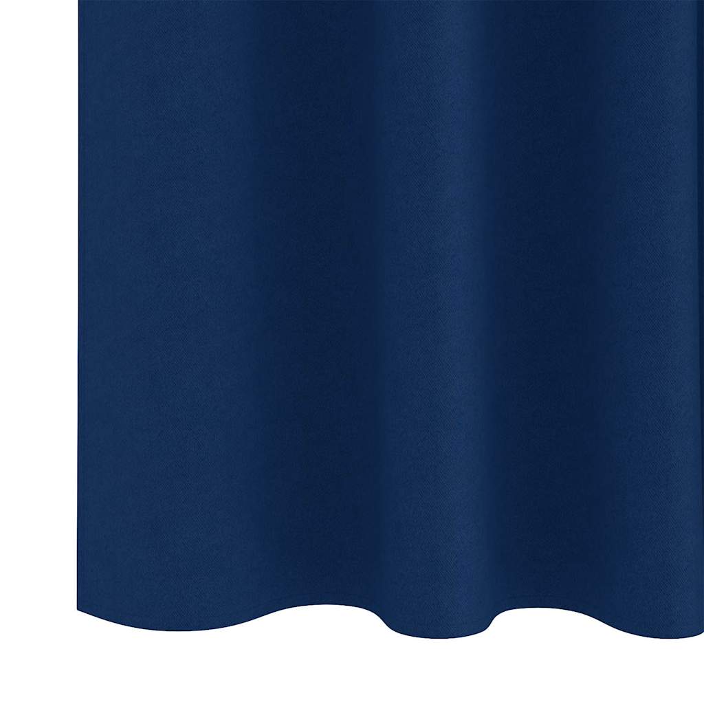 Blackout Curtains with Rings 2 pcs Dark Blue 140 x 140 cm