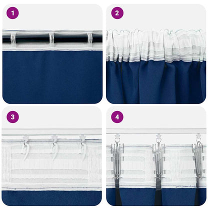 Blackout Curtains with Rings 2 pcs Dark Blue 140 x 140 cm