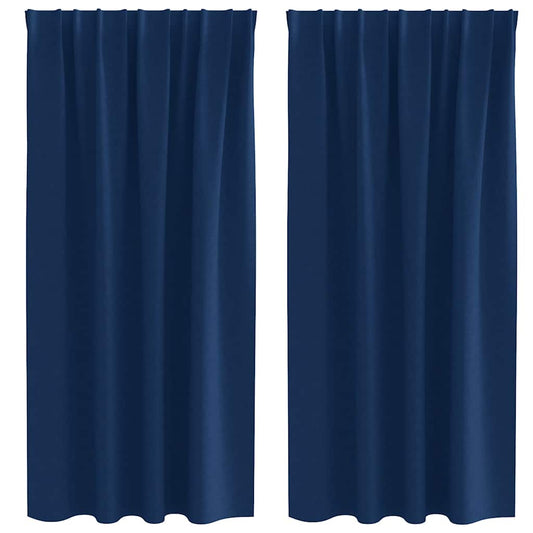 Blackout Curtains with Rings 2 pcs Dark Blue 175 x 140 cm