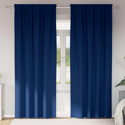 Blackout Curtains with Rings 2 pcs Dark Blue 225 x 140 cm