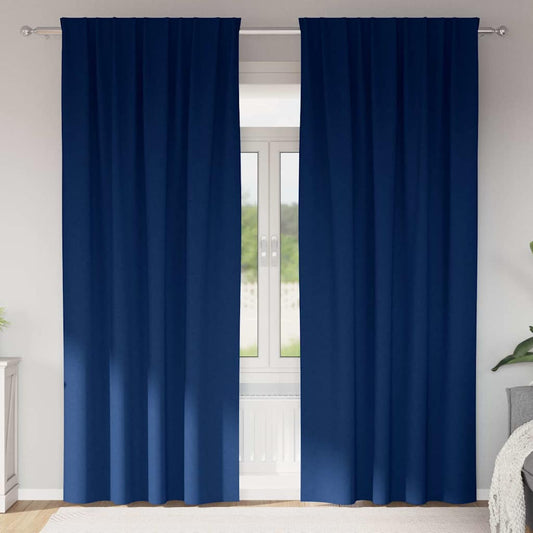 Blackout Curtains with Rings 2 pcs Dark Blue 225 x 140 cm