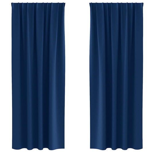 Blackout Curtains with Rings 2 pcs Dark Blue 225 x 140 cm