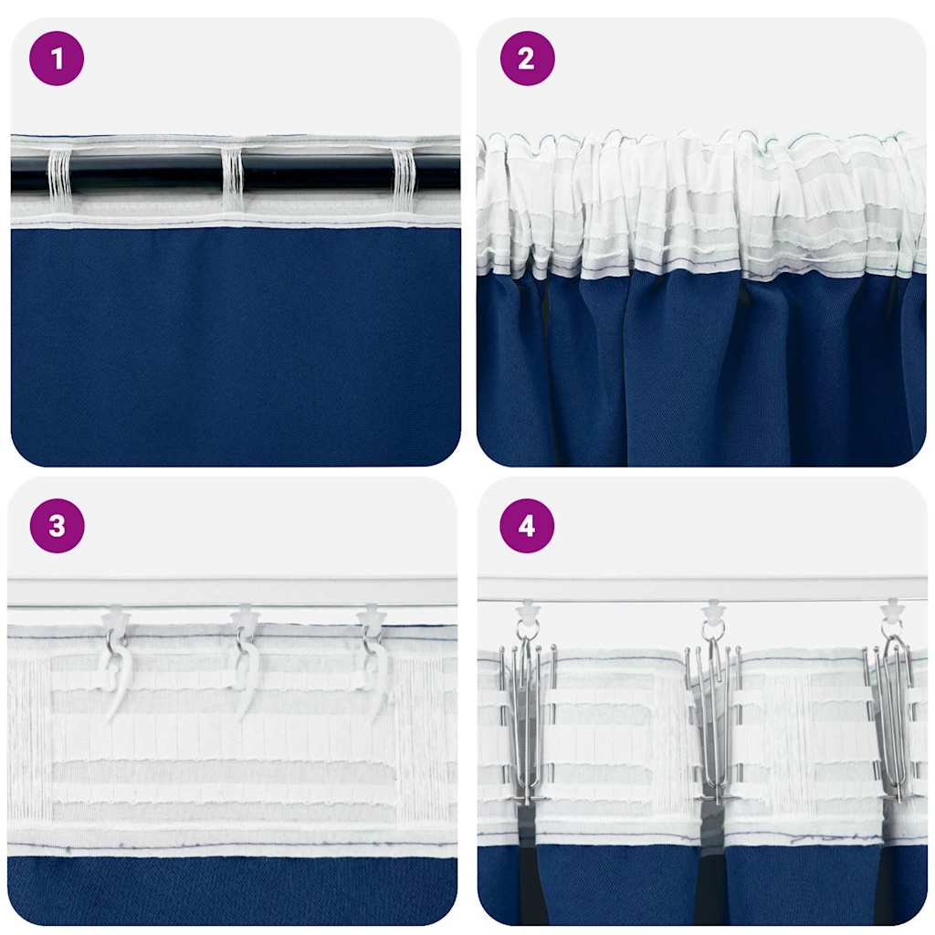Blackout Curtains with Rings 2 pcs Dark Blue 245 x 140 cm