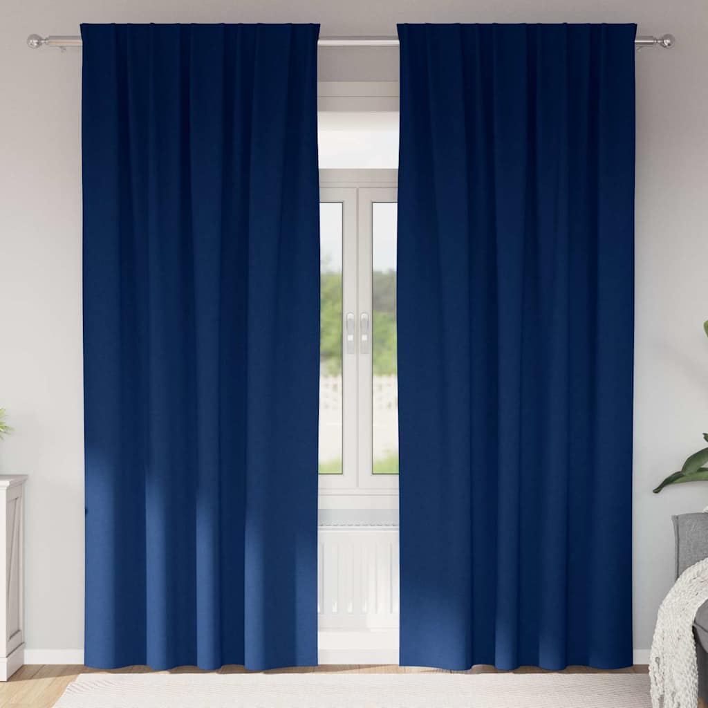 Blackout Curtains with Rings 2 pcs Dark Blue 245 x 140 cm