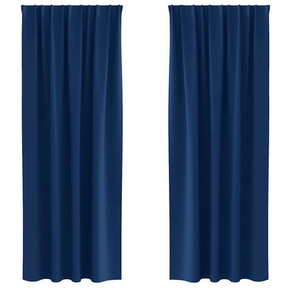 Blackout Curtains with Rings 2 pcs Dark Blue 245 x 140 cm