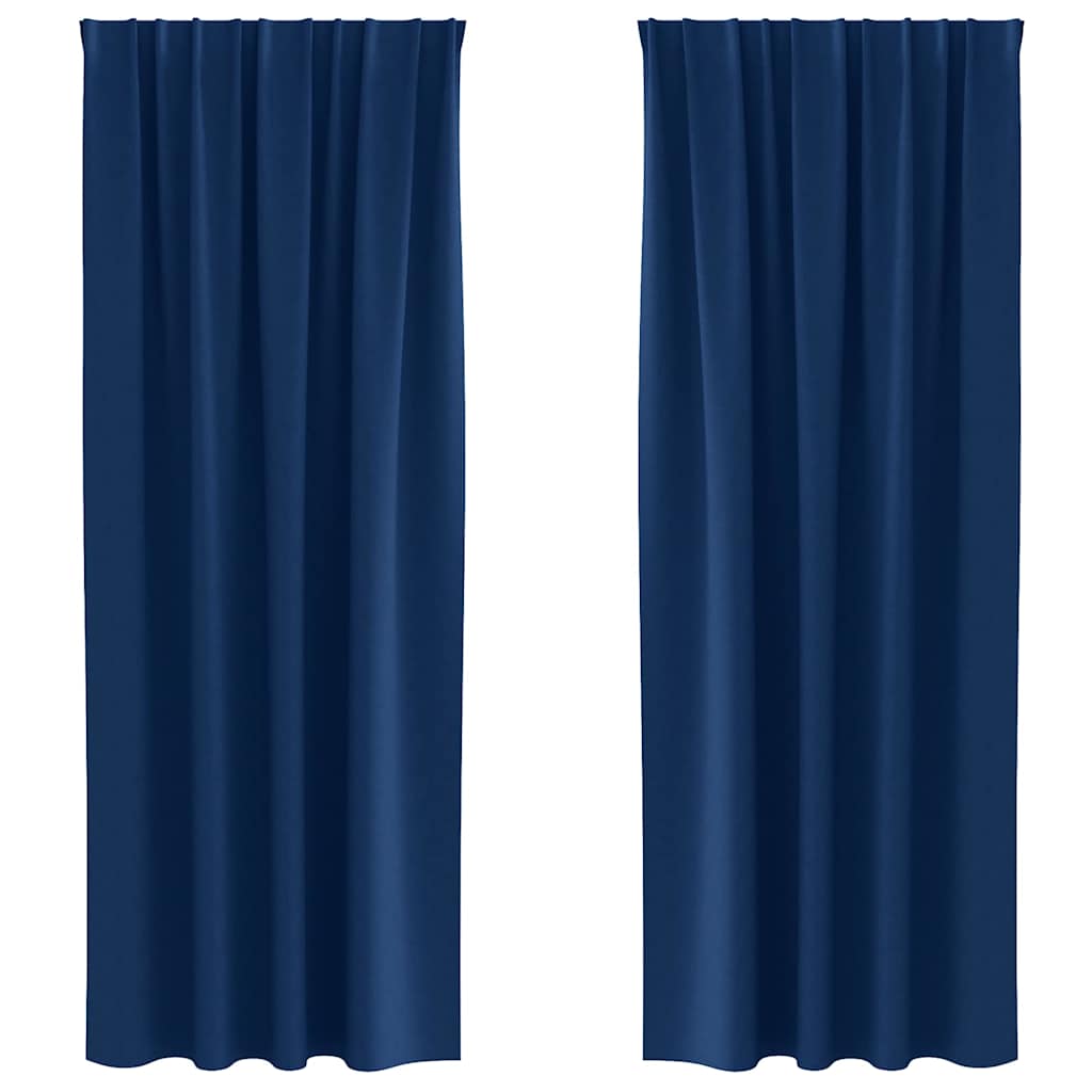 Blackout Curtains with Rings 2 pcs Dark Blue 260 x 140 cm