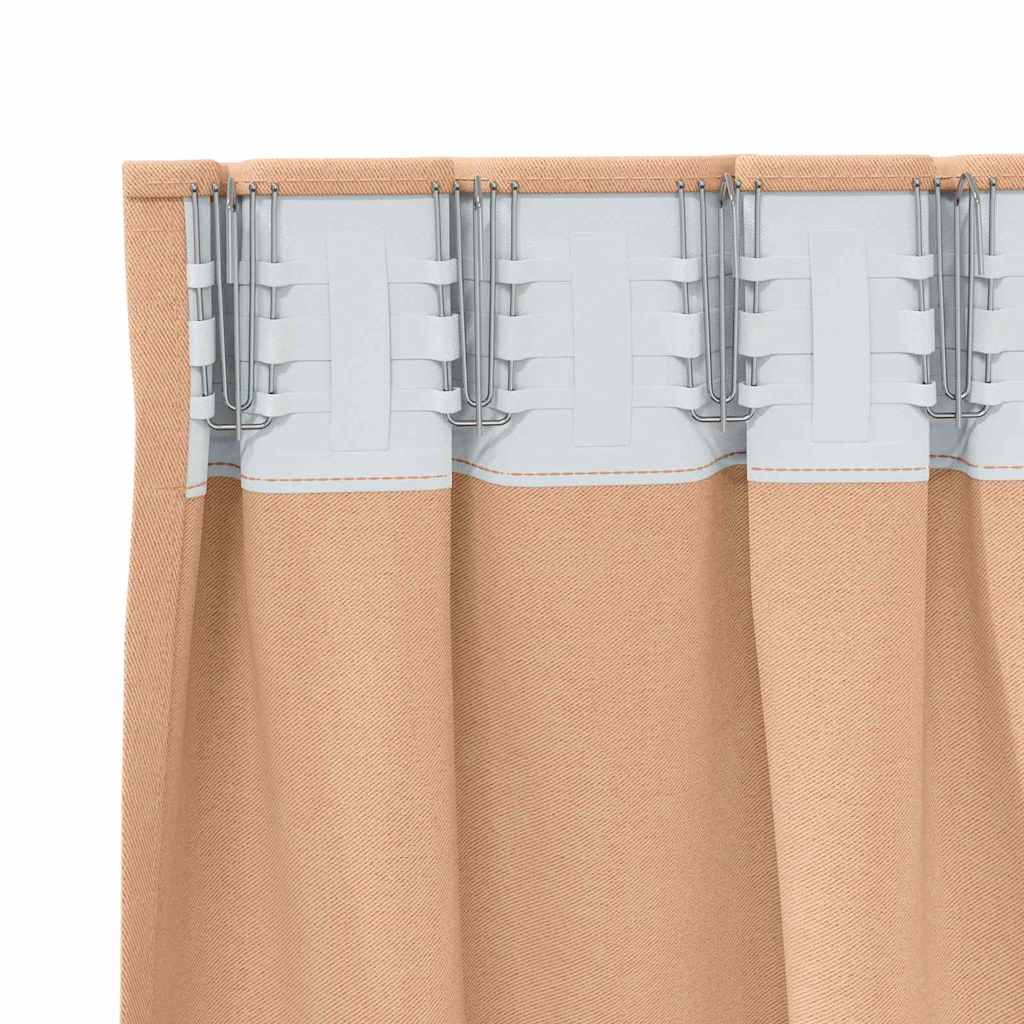 Blackout Curtains with Rings 2 pcs Light Brown 225 x 140 cm