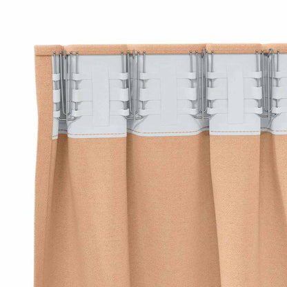 Blackout Curtains with Rings 2 pcs Light Brown 245 x 140 cm