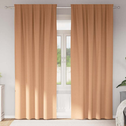 Blackout Curtains with Rings 2 pcs Light Brown 245 x 140 cm