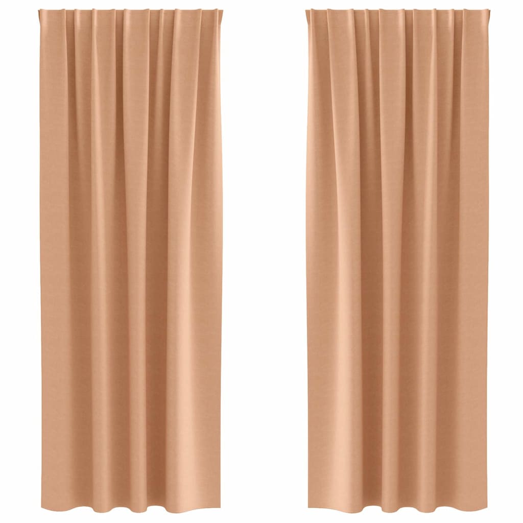 Blackout Curtains with Rings 2 pcs Light Brown 245 x 140 cm