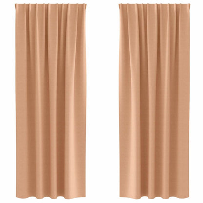 Blackout Curtains with Rings 2 pcs Light Brown 245 x 140 cm