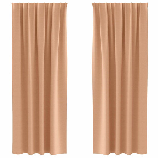 Blackout Curtains with Rings 2 pcs Light Brown 245 x 140 cm