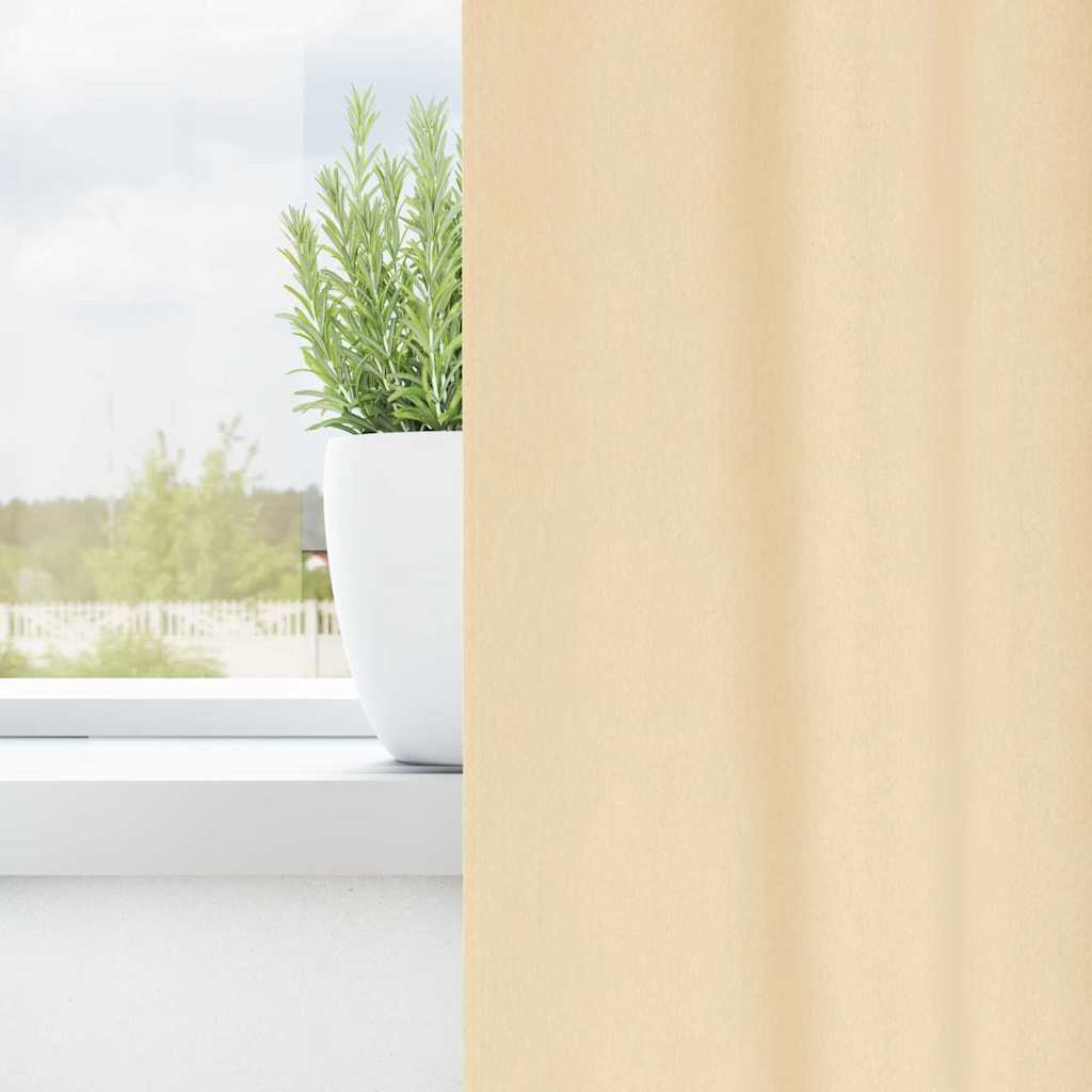 Blackout Curtains with Rings 2 pcs Cream 140 x 140 cm Polyester