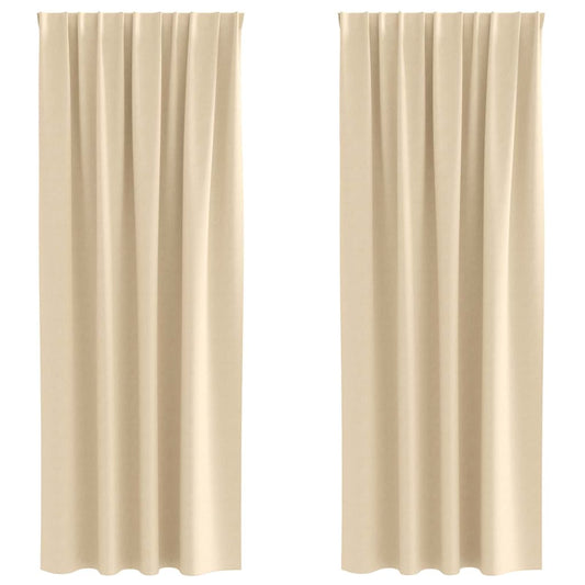 Blackout Curtains with Rings 2 pcs Cream 225 x 140 cm Polyester
