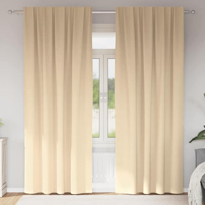 Blackout Curtains with Rings 2 pcs Cream 245 x 140 cm Polyester