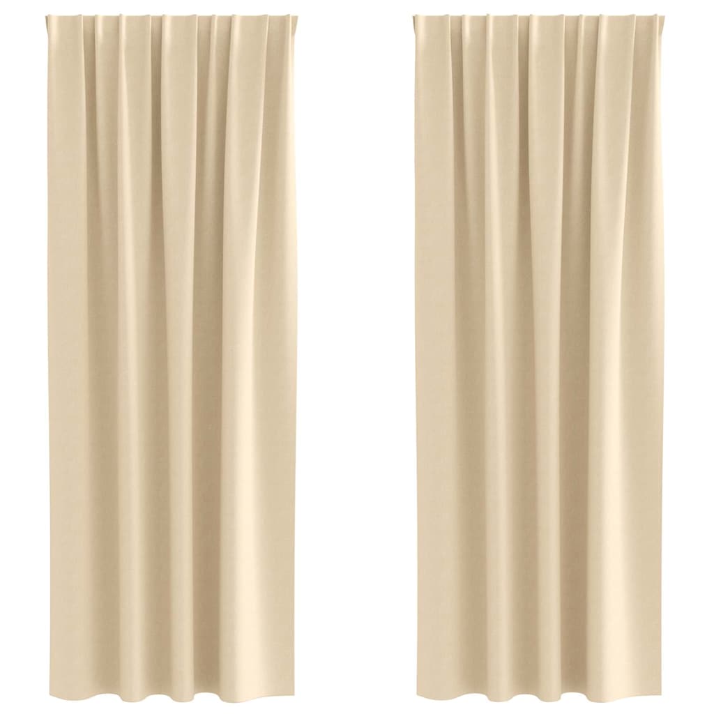 Blackout Curtains with Rings 2 pcs Cream 245 x 140 cm Polyester