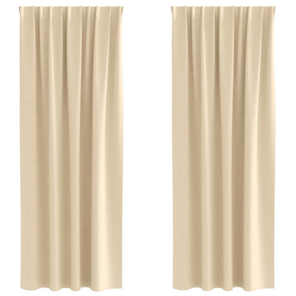 Blackout Curtains with Rings 2 pcs Cream 245 x 140 cm Polyester