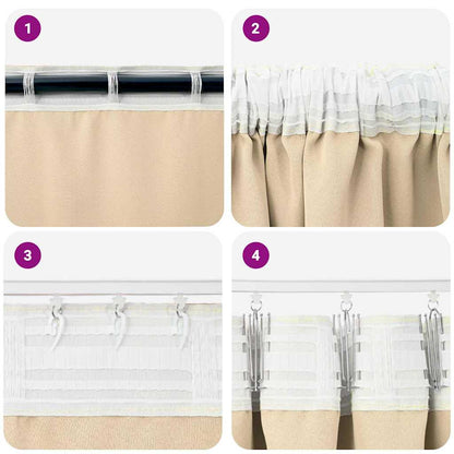 Blackout Curtains with Rings 2 pcs Cream 260 x 140 cm Polyester