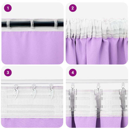 Blackout Curtains with Rings 2 pcs Purple 260 x 140 cm