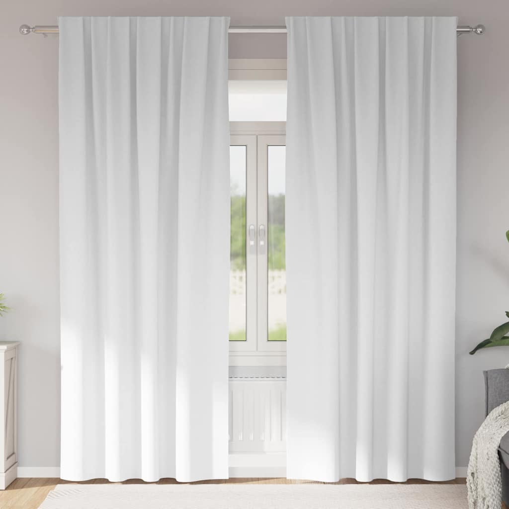 Blackout Curtains with Rings 2 pcs Pure White 225 x 140 cm